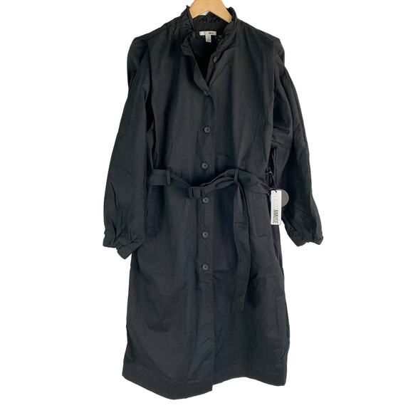 Amuse Society Ginger Goth Trench‎ Coat Women M Black Futuristic Gorpcore Baggy - Picture 1 of 10